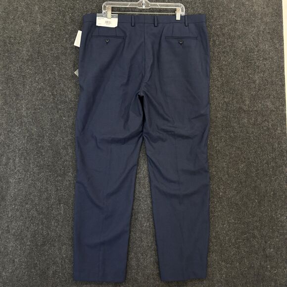Van Heusen Manvell Dress Pants Men's 42x32 Navy Blue Slacks Flat Front Trousers - Picture 3 of 12